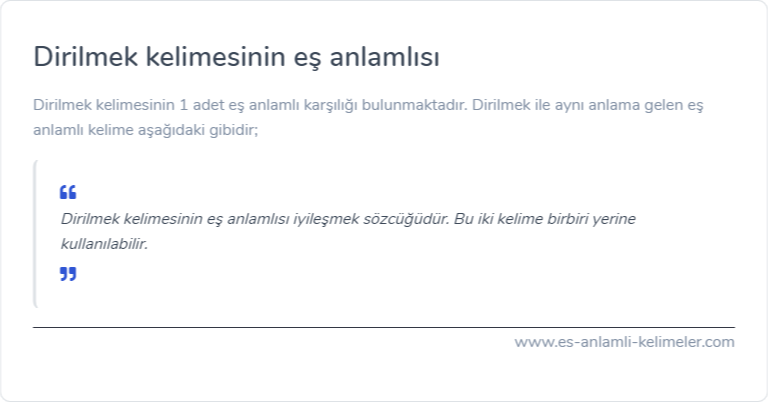 Dirilmek kelimesinin es anlamlisi nedir