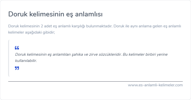 Doruk eş anlamı nedir?