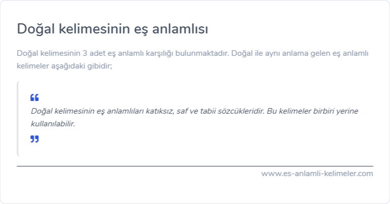 Doğal kelimesinin es anlamlisi