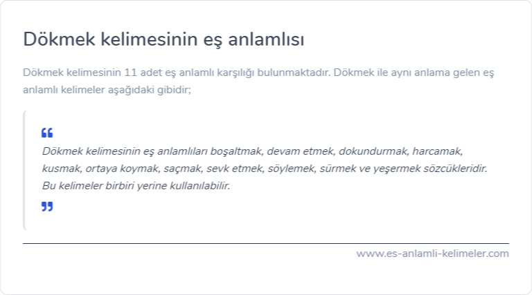 Dökmek eş anlamı ne?