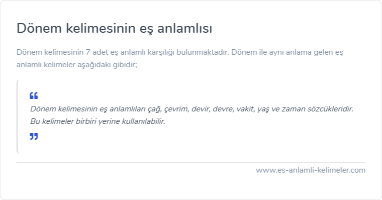 Dönem eş anlamlısı