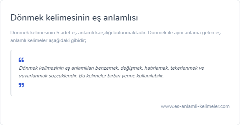 Dönmek kelimesinin eş anlamlısı nedir?