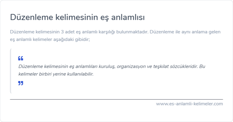 Düzenleme es anlamlisi