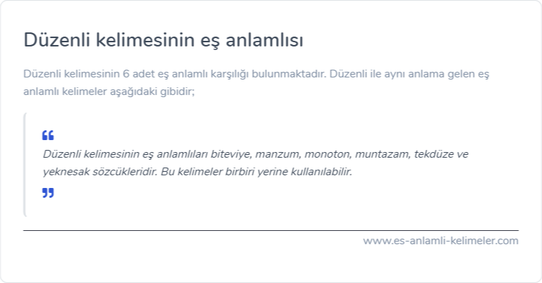 Düzenli eş anlamlısı nedir?