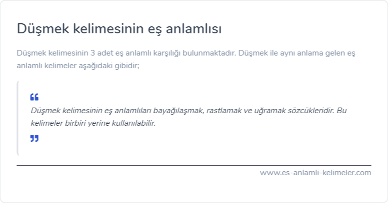 Düşmek kelimesinin es anlamlisi