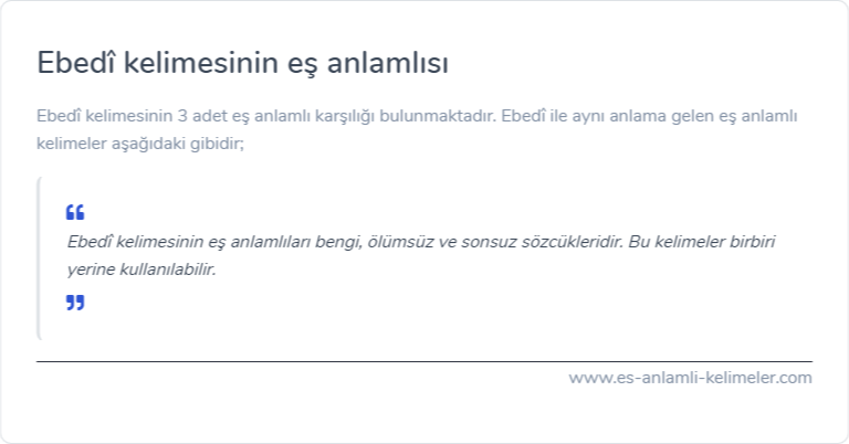 Ebedî kelimesinin eş anlamlısı