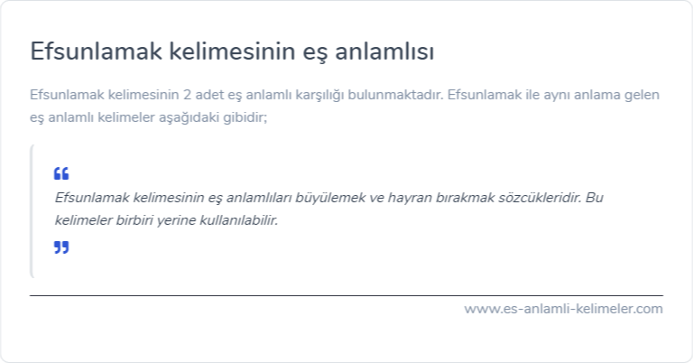 Efsunlamak kelimesinin eş anlamı