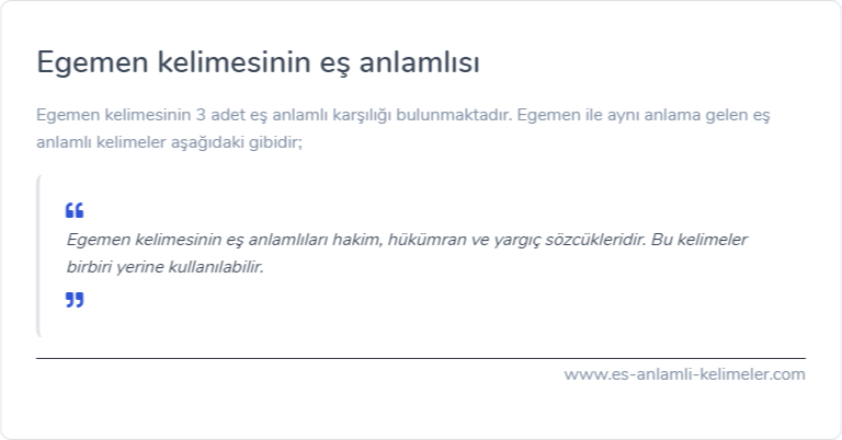 Egemen kelimesinin eş anlamlısı