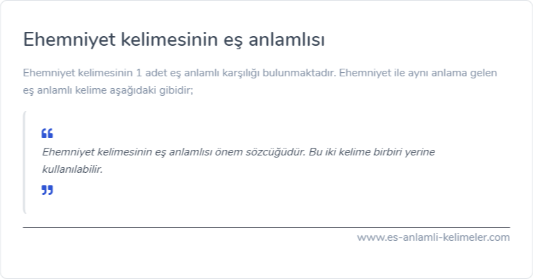 Ehemniyet eş anlamlısı ne?