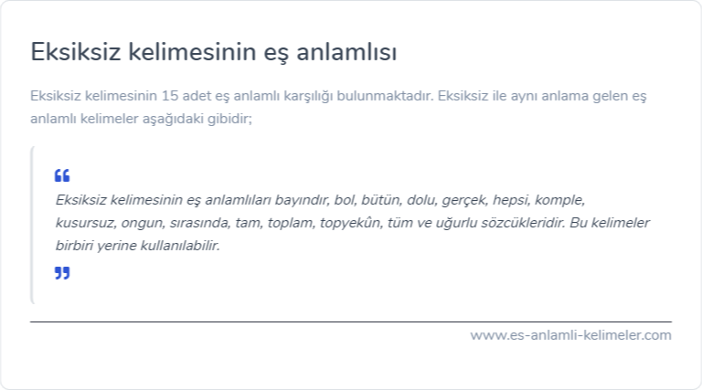 Eksiksiz eş anlamlısı