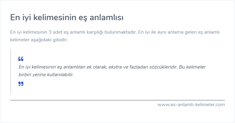 En iyi kelimesinin es anlamlisi nedir