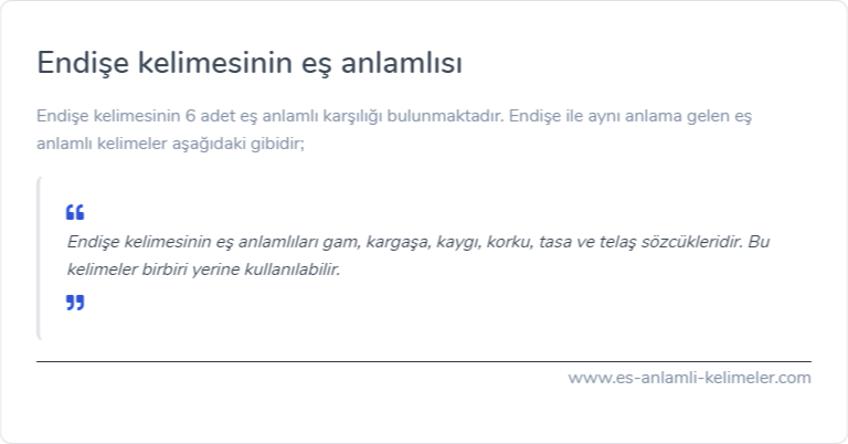 Endişe eş anlamlısı