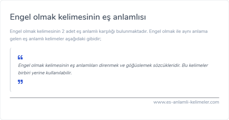 Engel olmak es anlamlisi nedir?