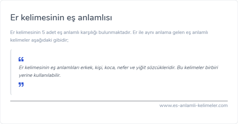 Er eş anlamı nedir?