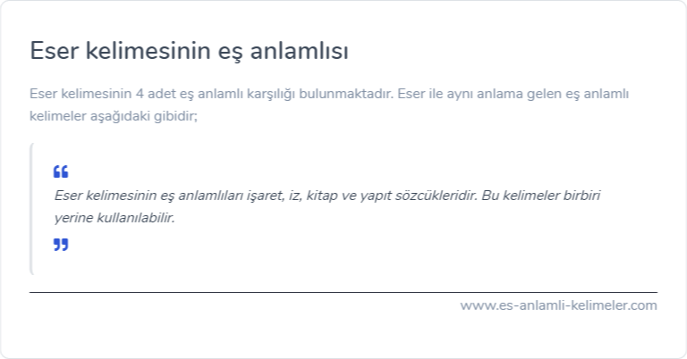 Eser eş anlamlısı nedir?