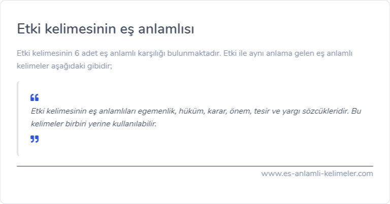 Etki kelimesinin eş anlamlısı nedir?