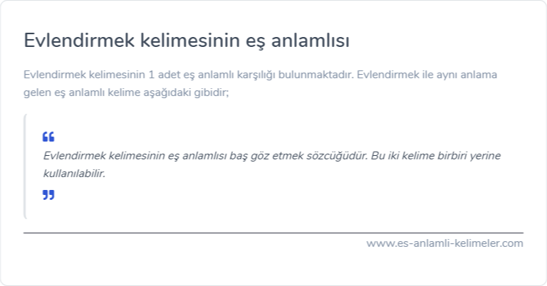 Evlendirmek eş anlamı