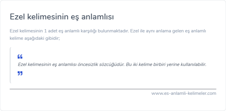 Ezel kelimesinin es anlamlisi nedir