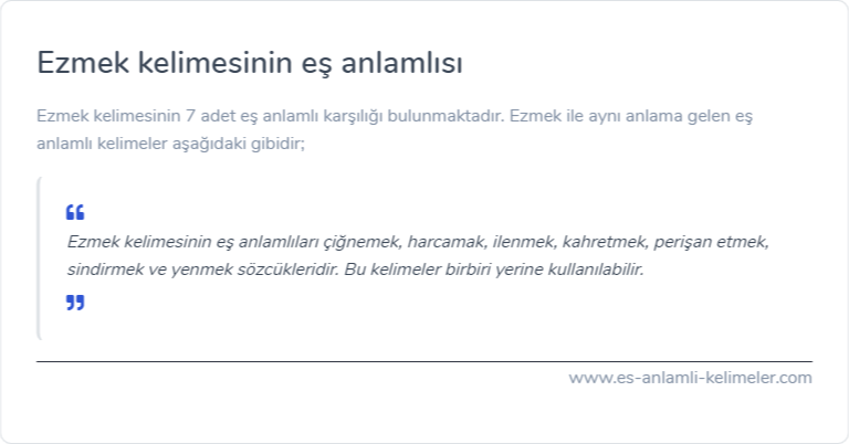 Ezmek kelimesinin eş anlamlısı nedir?