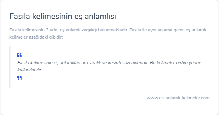 Fasıla kelimesinin es anlami nedir?