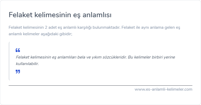 Felaket es anlamlisi nedir?