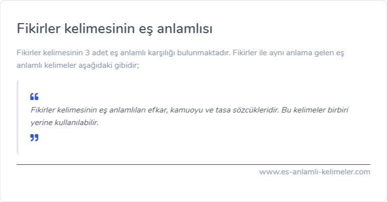 Fikirler kelimesinin eş anlamlısı