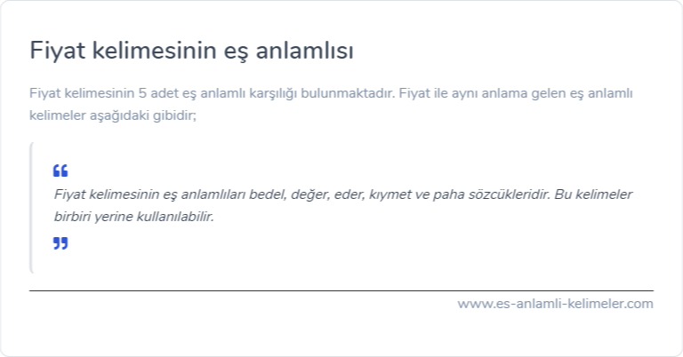 Fiyat es anlamlisi nedir?