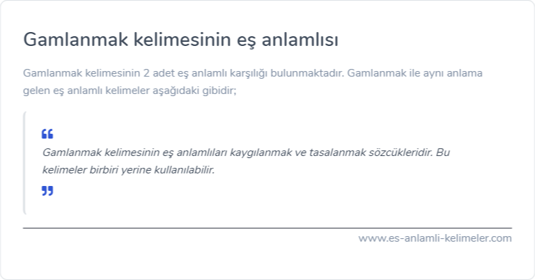 Gamlanmak kelimesinin es anlami