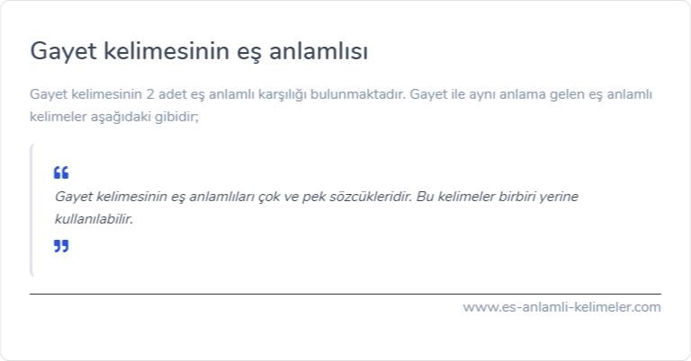 Gayet kelimesinin es anlami