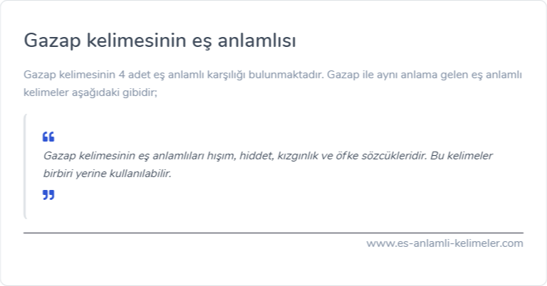 Gazap kelimesinin es anlamlisi nedir