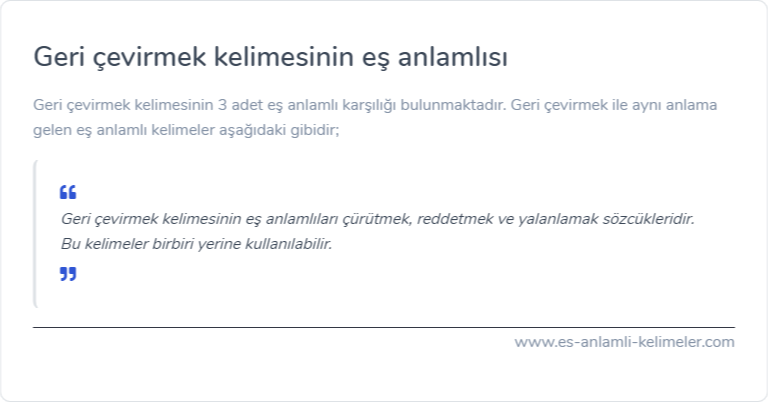 Geri çevirmek kelimesinin es anlami nedir?