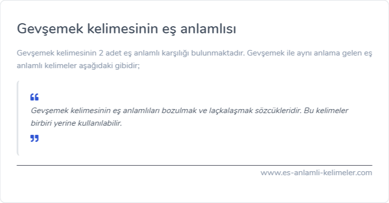 Gevşemek eş anlamı