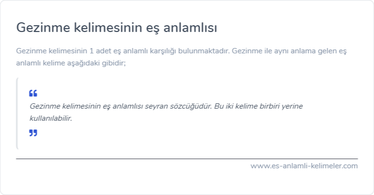 Gezinme kelimesinin eş anlamlısı nedir?