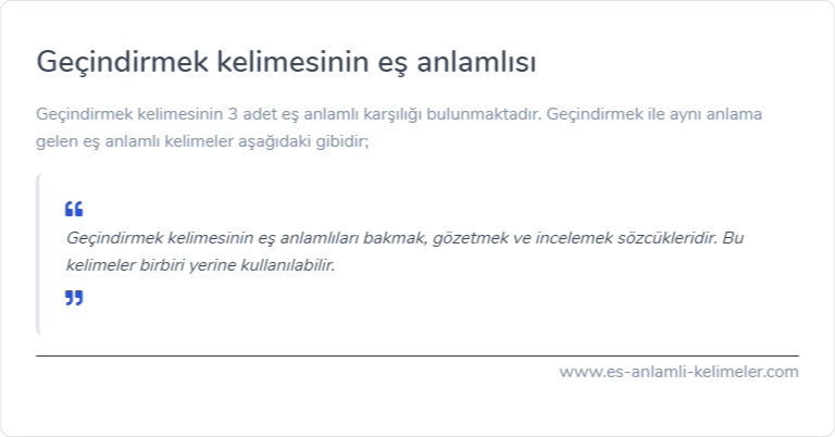 Geçindirmek kelimesinin eş anlamlısı ne?