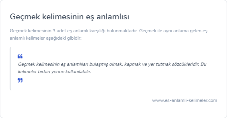 Geçmek kelimesinin es anlamlisi nedir