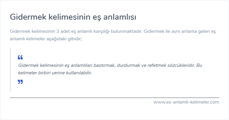 Gidermek eş anlamlısı nedir?