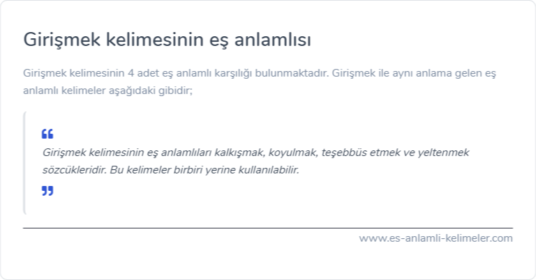 Girişmek kelimesinin es anlamlisi