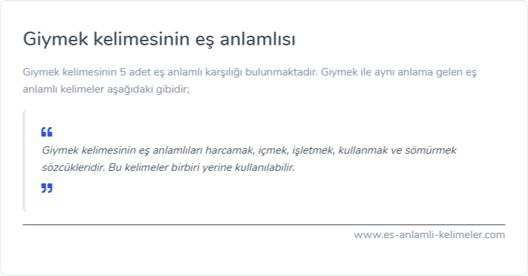 Giymek eş anlamlısı nedir?