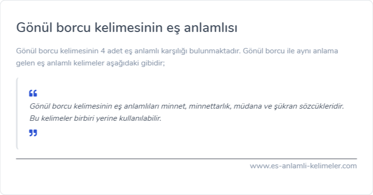 Gönül borcu kelimesinin es anlami