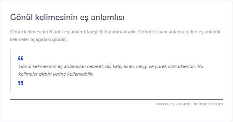 Gönül kelimesinin es anlami nedir?