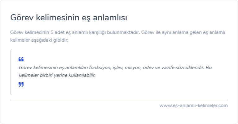 Görev es anlamlisi nedir?