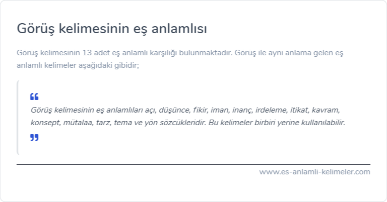 Görüş es anlamlisi ne?