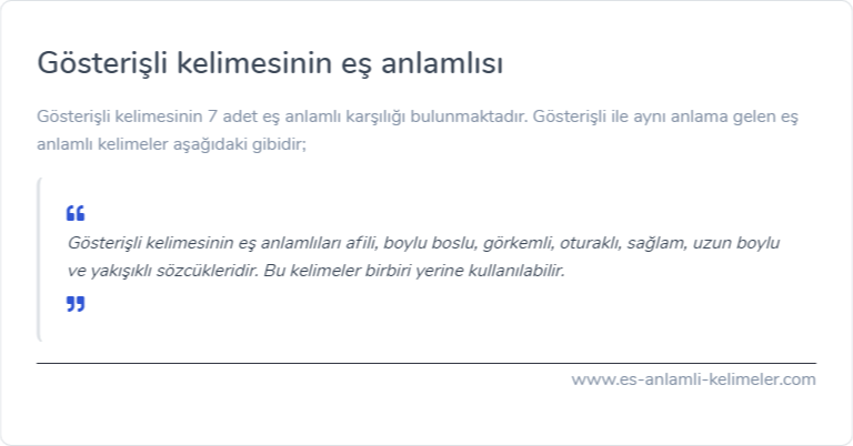 Gösterişli es anlamlisi