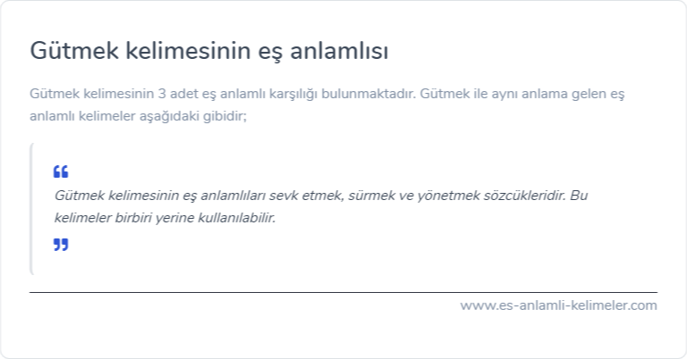 Gütmek eş anlamlısı