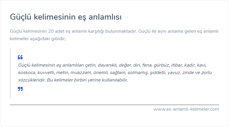 Güçlü kelimesinin es anlami