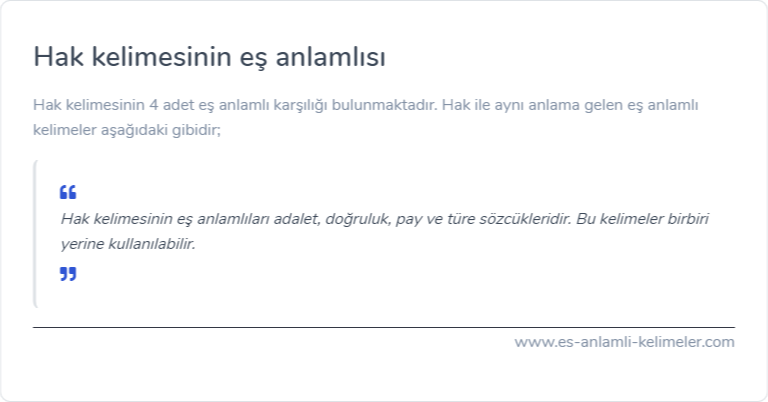 Hak es anlamlisi ne?