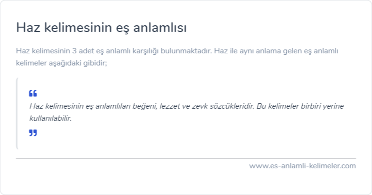 Haz kelimesinin es anlamlisi