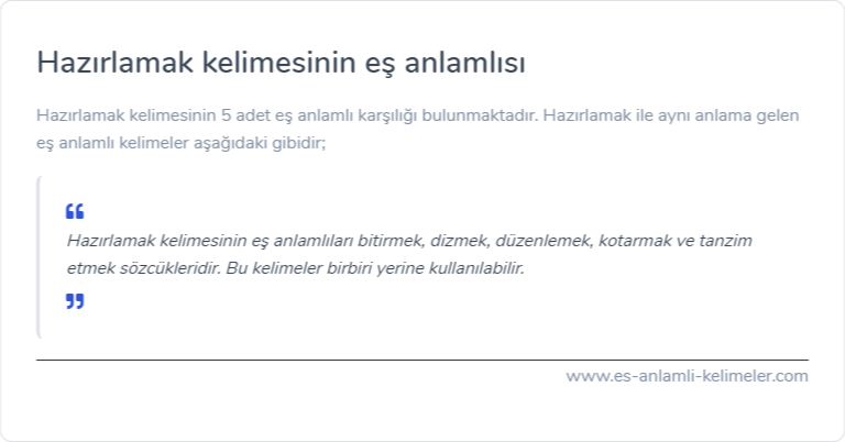 Hazırlamak eş anlamlısı ne?