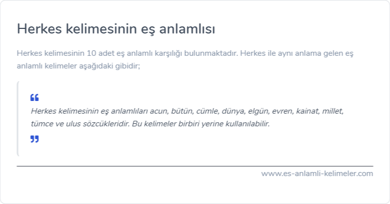 Herkes eş anlamı nedir?