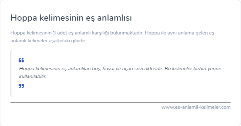 Hoppa kelimesinin eş anlamı